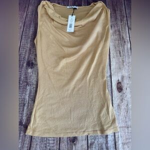 Michael Stars Loretta Drape Neck Shell Top Shirt Womens Gold One Size OS NEW 867